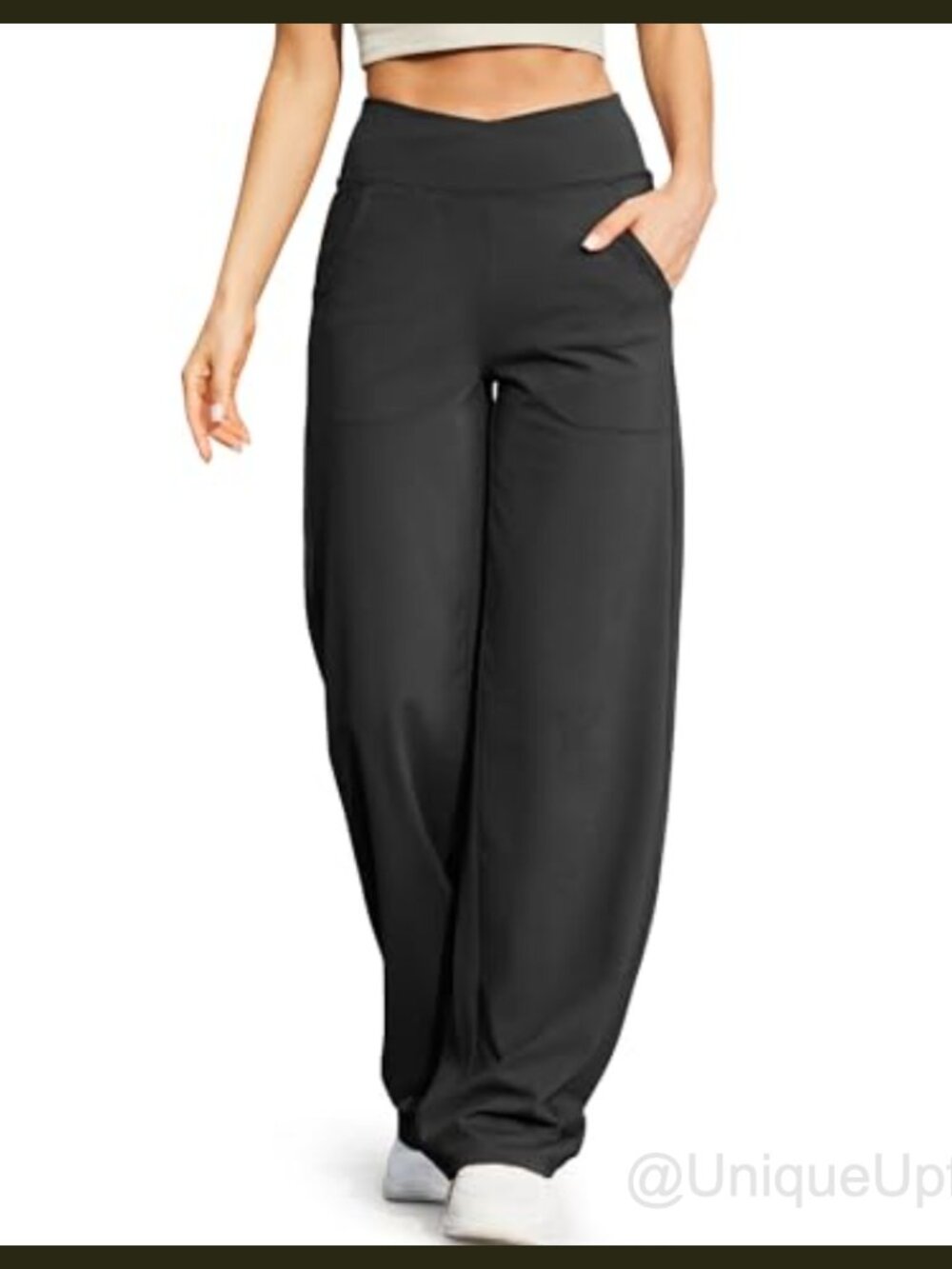 Wide Leg Yoga Pants for Women Crossover High Waist with Pockets